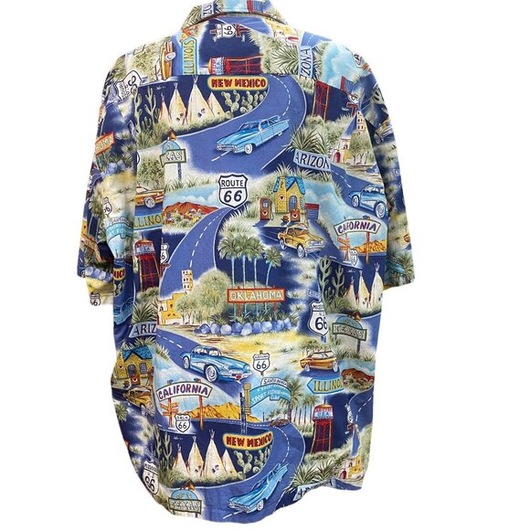 Pacific Legend Hawaiian Mens Camp Shirt 4XL Historic Route 66 and Cars Matching - Picture 7 of 10